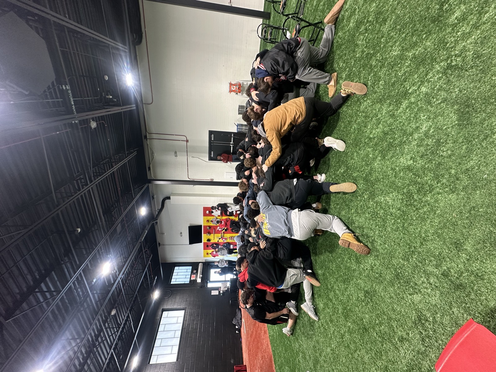 Team huddle at the end of a session